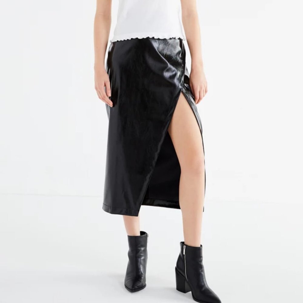 Capulet Urban Outfitters Vita Vegan Leather Midi Skirt with Side Slit